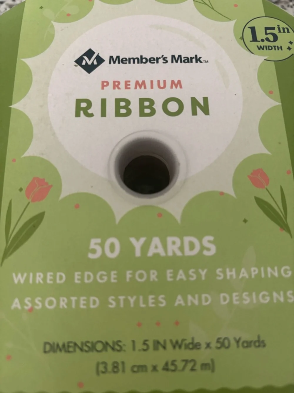 Member's Mark Spring Floral Ribbon - Pink Perfect Florals 1.5 inches Final Sale